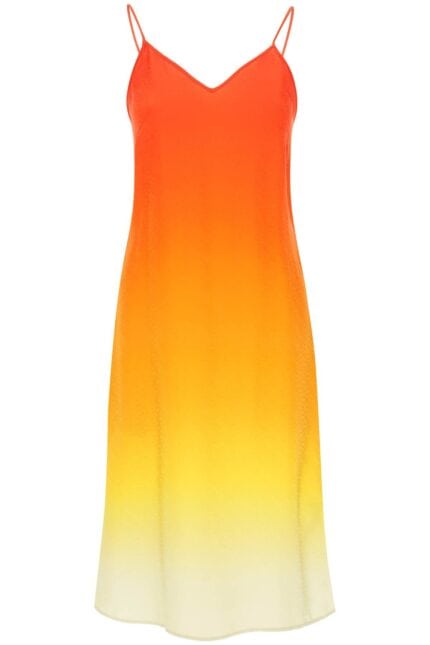 Casablanca Silk Satin Slip Dress With Gradient Effect