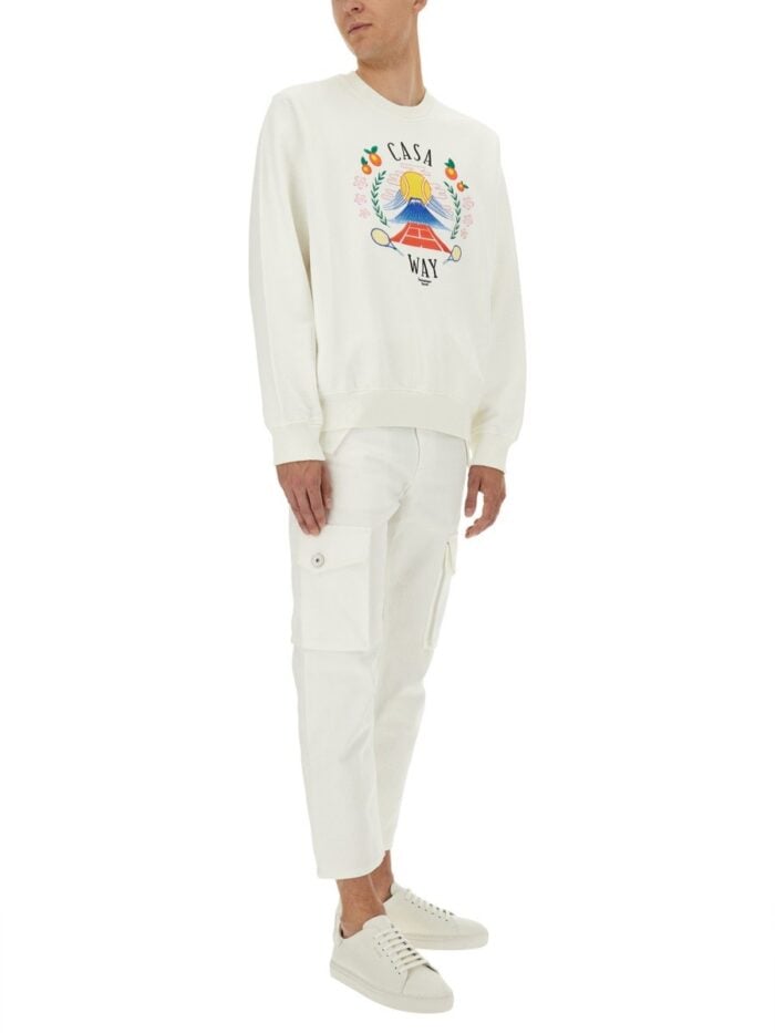 CASABLANCA SWEATSHIRT WITH "HOME WAY MOUNTAIN" EMBROIDERY