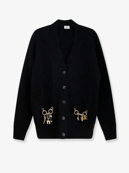 Celine Cashmere Cardigan With Gold Metal Charms