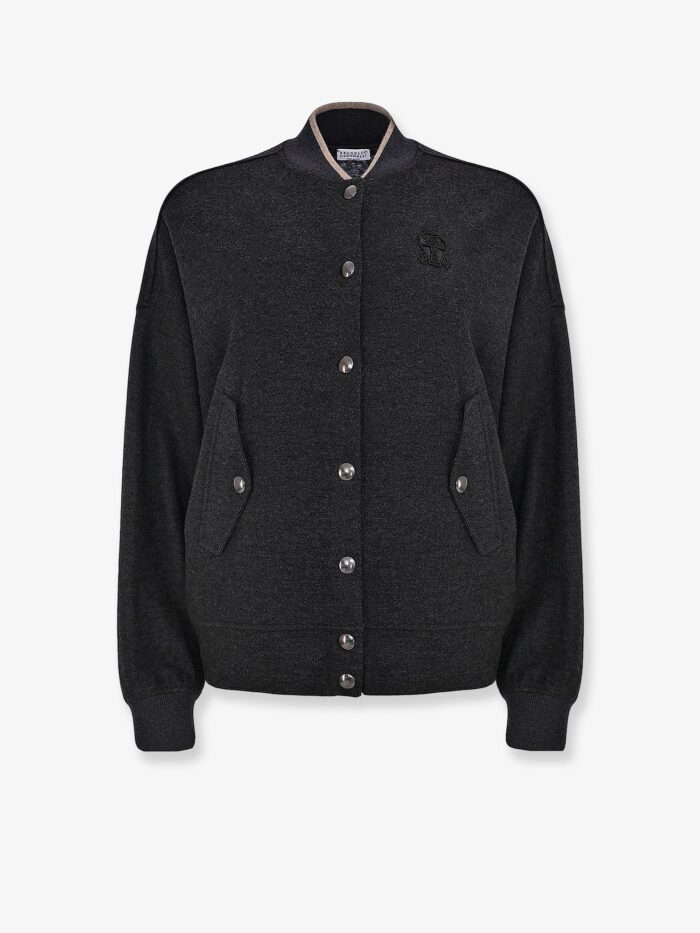 brunello cucinelli cashmere interlock bomber jacket with logo Brunello Cucinelli Cashmere Interlock Bomber Jacket With Logo
