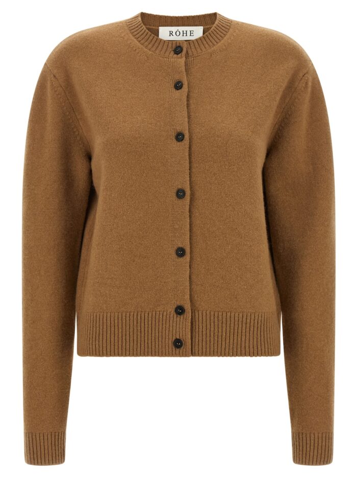 rohe cashmere mixed crew neck cardigan ROHE Cashmere Mixed Crew Neck Cardigan