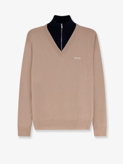 Miu Miu Cashmere Sweater With Logo Inlay