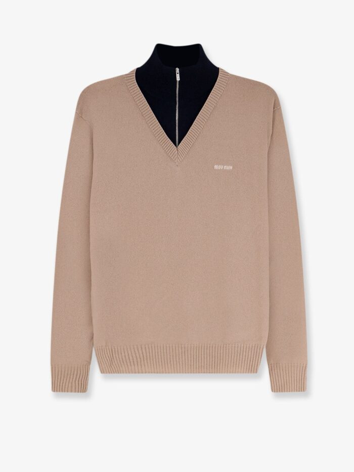 miu miu cashmere sweater with logo inlay Miu Miu Cashmere Sweater With Logo Inlay