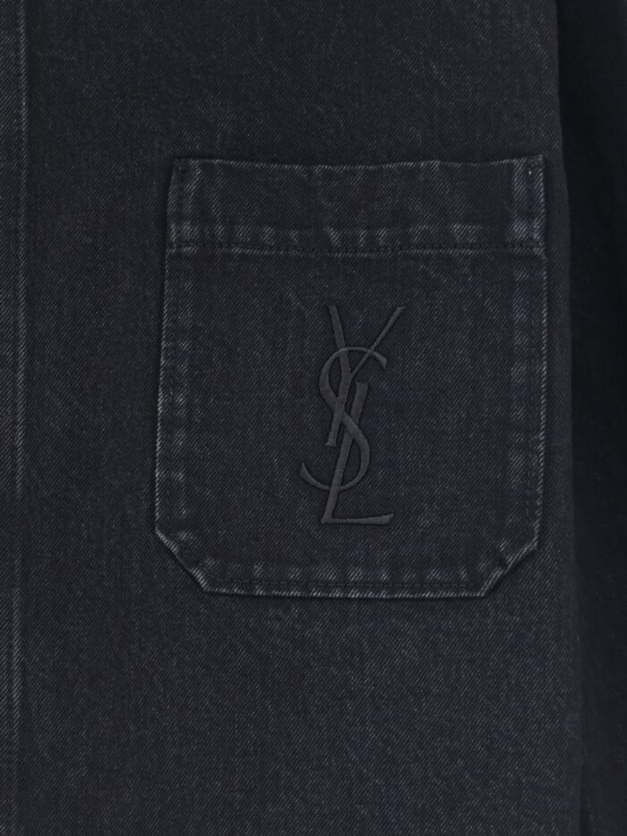 Saint Laurent Cassandre Black Denim Overshirt