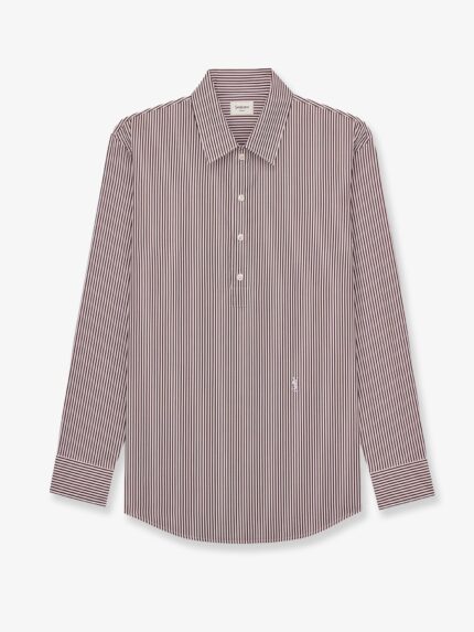 Saint Laurent Cassandre Cotton Shirt With Striped Pattern
