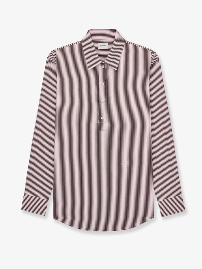 saint laurent cassandre cotton shirt with striped pattern Saint Laurent Cassandre Cotton Shirt With Striped Pattern