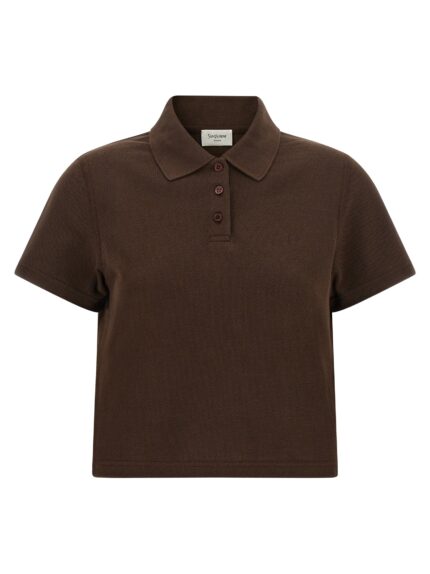 Saint Laurent 'Cassandre' Crop Polo Shirt