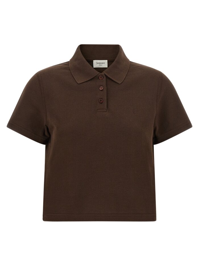 saint laurent 'cassandre' crop polo shirt Saint Laurent 'Cassandre' Crop Polo Shirt