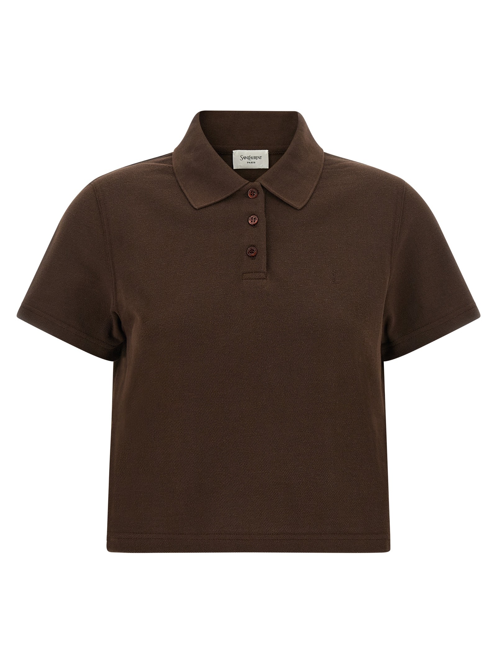 Saint Laurent 'Cassandre' Crop Polo Shirt
