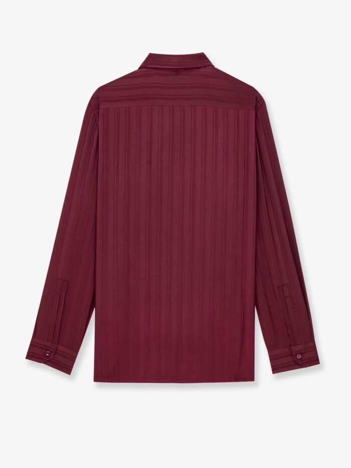 Saint Laurent Cassandre Lavallière Striped Silk Jacquard Shirt