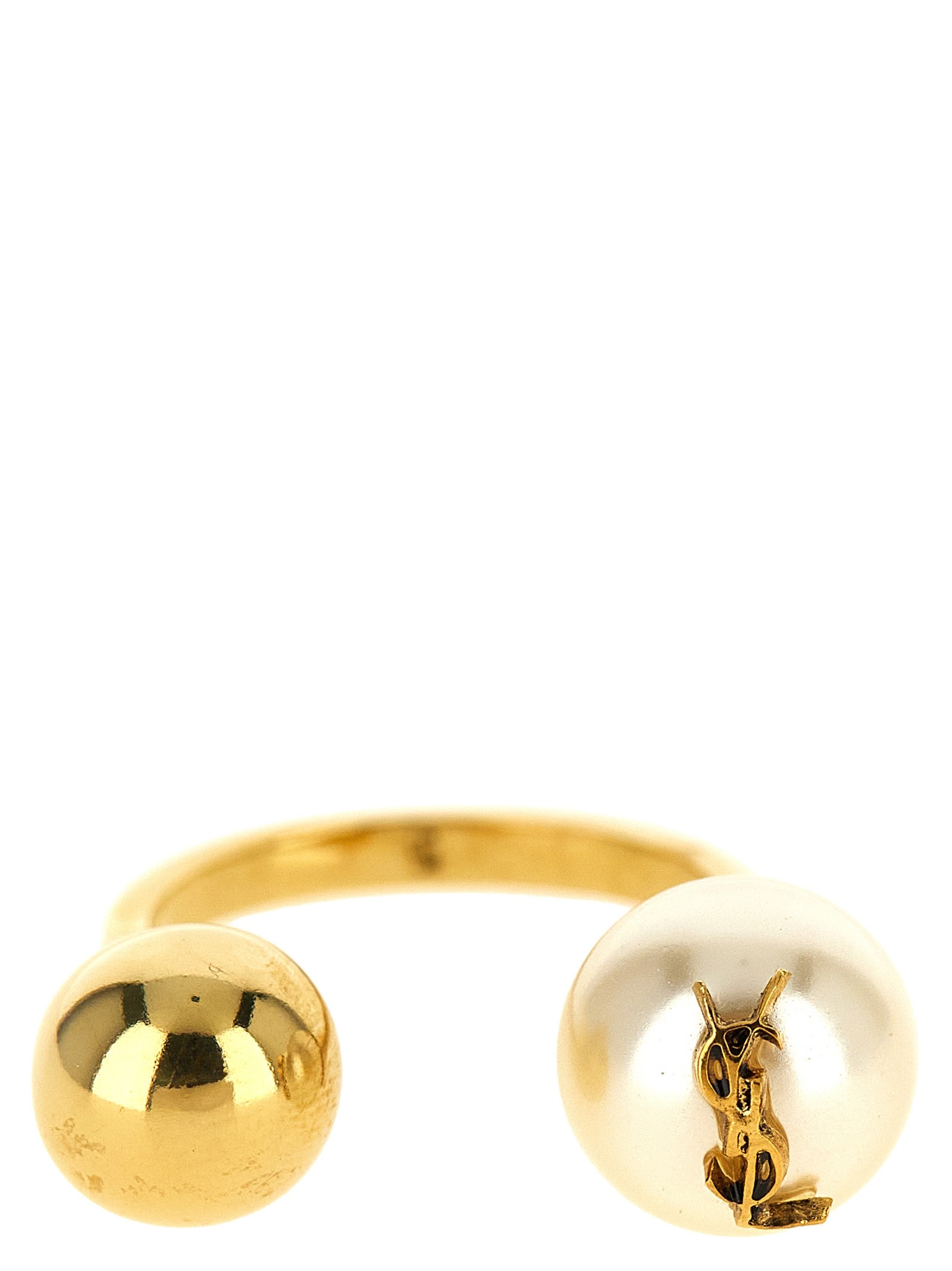 Saint Laurent 'Cassandre' Ring With Pearl And Sphere