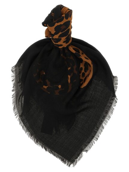 Saint Laurent 'Cassandre' Scarf With Leopard Pattern