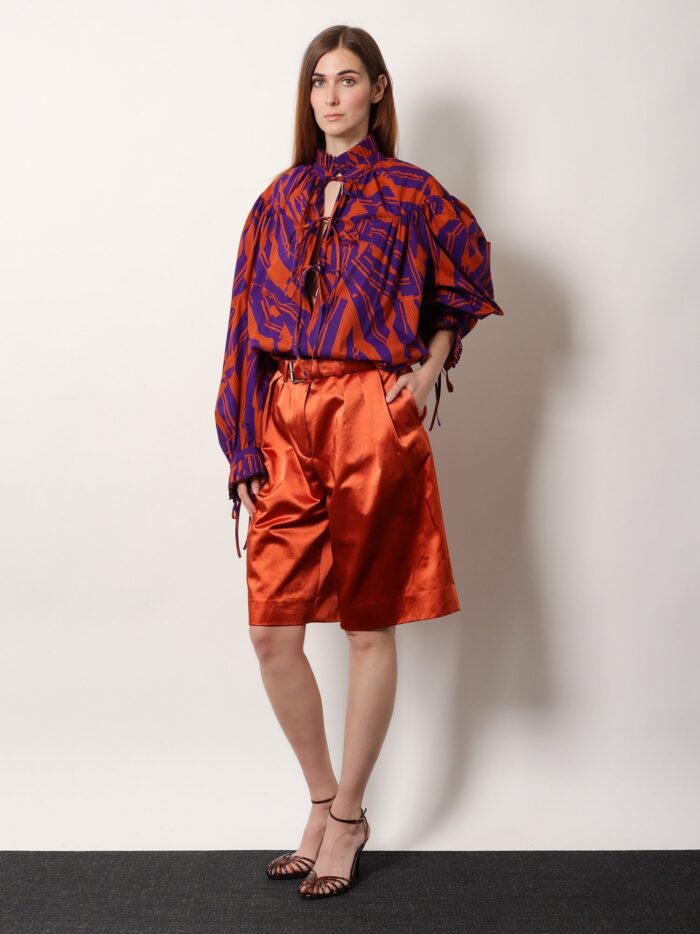 dries van noten catya cotton shirt with crushed stripe print Dries Van Noten Catya Cotton Shirt With Crushed Stripe Print