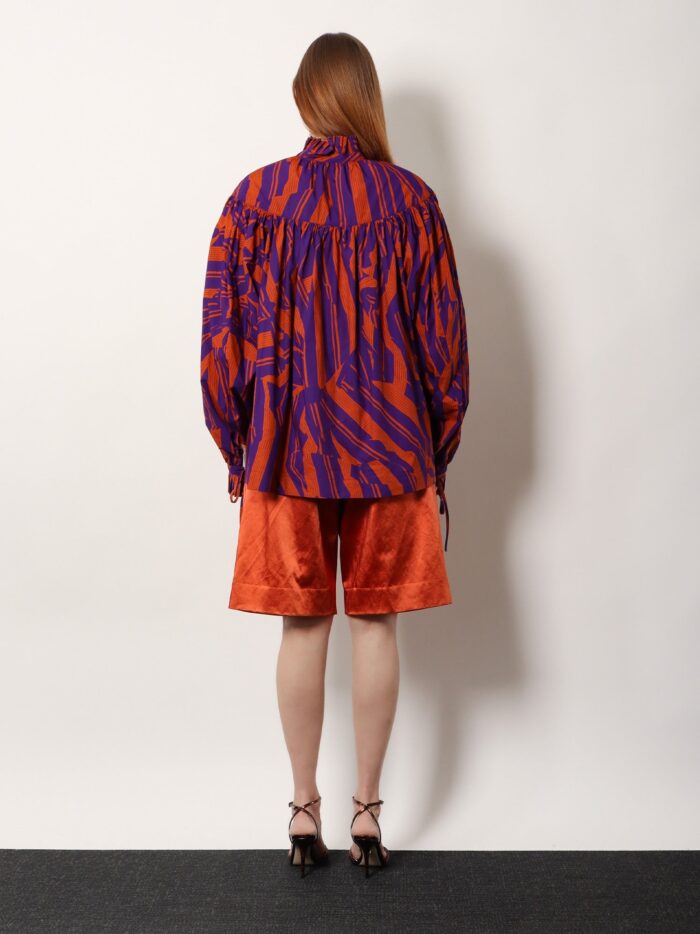 Dries Van Noten Catya Cotton Shirt With Crushed Stripe Print