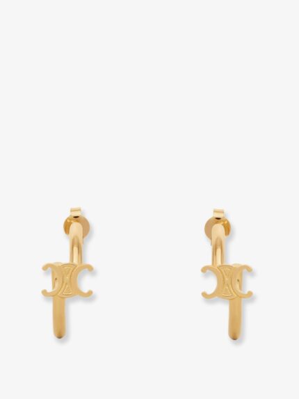 Celine Asimmetric Triomphe Gold Earrings