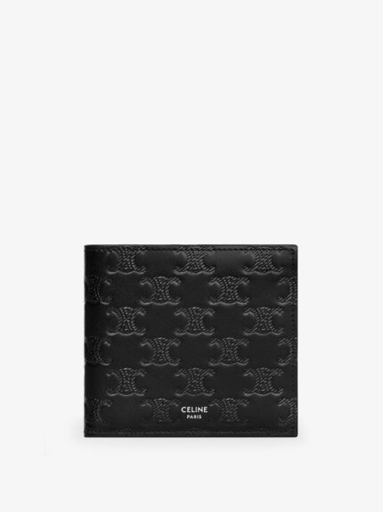 Celine Bifold Leather Wallet With Triomphe Motif