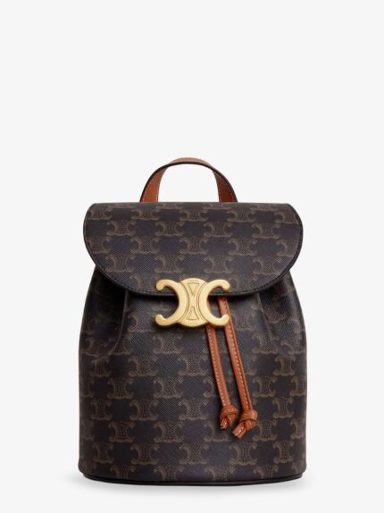 Celine Bonnie Coated Canvas Backpack With Triomphe Logo On The Front
