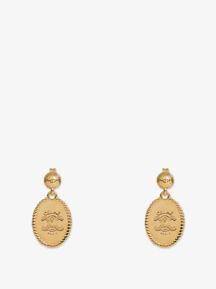 celine brass earrings with gold finish Celine Brass Earrings With Gold Finish