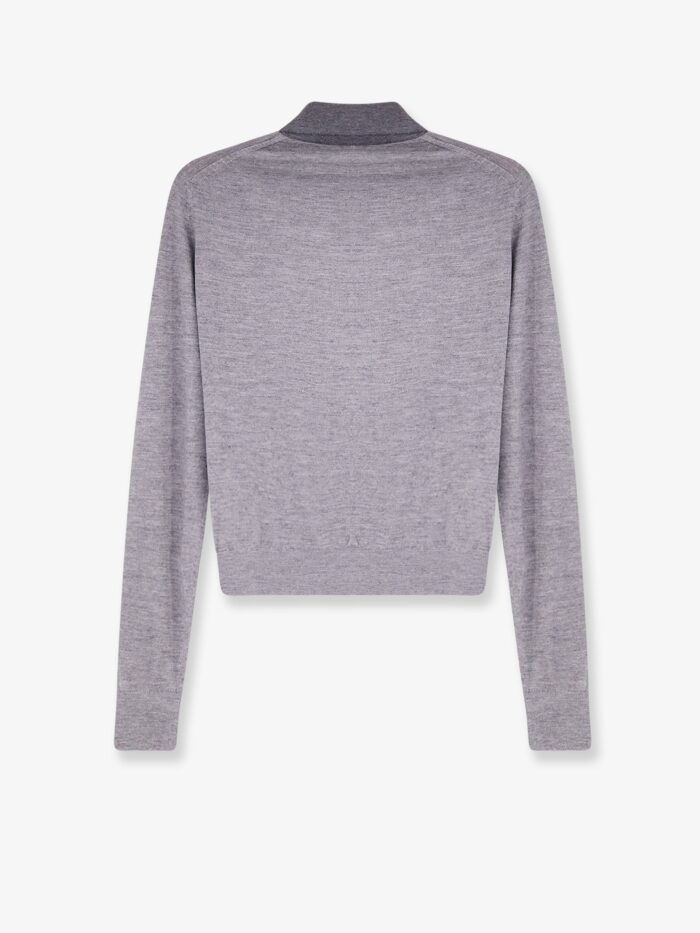 Celine Cashmere And Silk Polo Shirt With Embroidery Logo On The Front