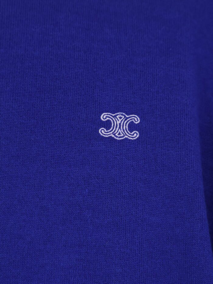 Celine Cashmere And Silk Polo Shirt With Logo Embroidery On The Front