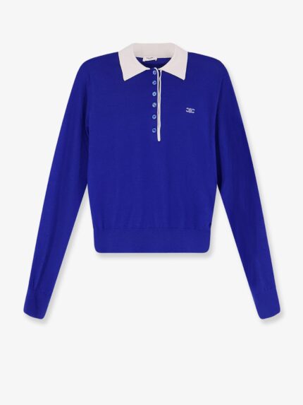 Celine Cashmere And Silk Polo Shirt With Logo Embroidery On The Front