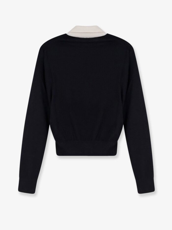 Celine Cashmere And Silk Polo With Front Logo Embroidery