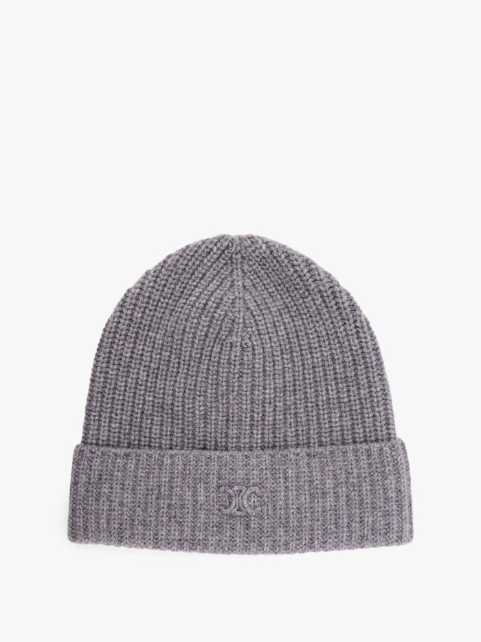 Celine Cashmere Hat With Embroidered Logo