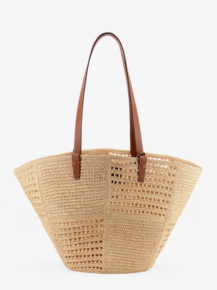 Celine Classic Panier Medium Rafia Patchwork And Leather Bag