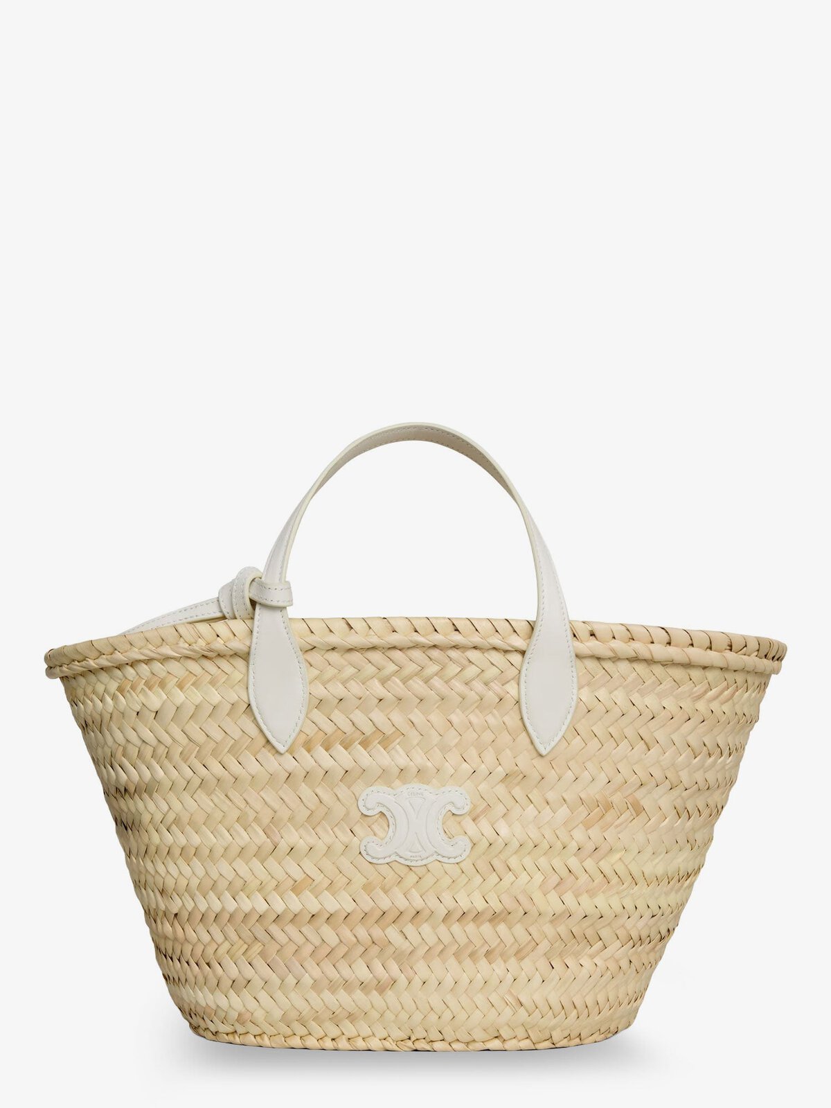 Celine Classic Panier Teen Palm Leaves And Leather Handbag