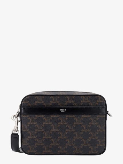 Celine Coated Canvas Messenger Crossbody Bag With Triomphe Logo All-over