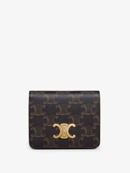 Celine Compact Triomphe Coated Canvas Wallet