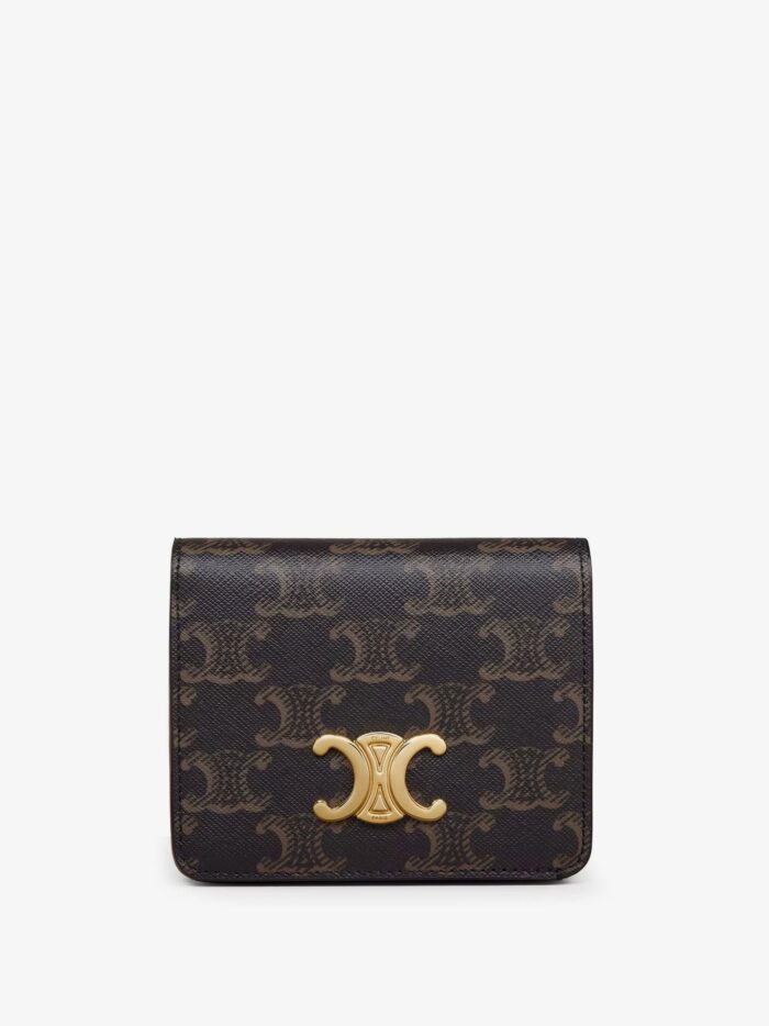 Celine Compact Triomphe Coated Canvas Wallet