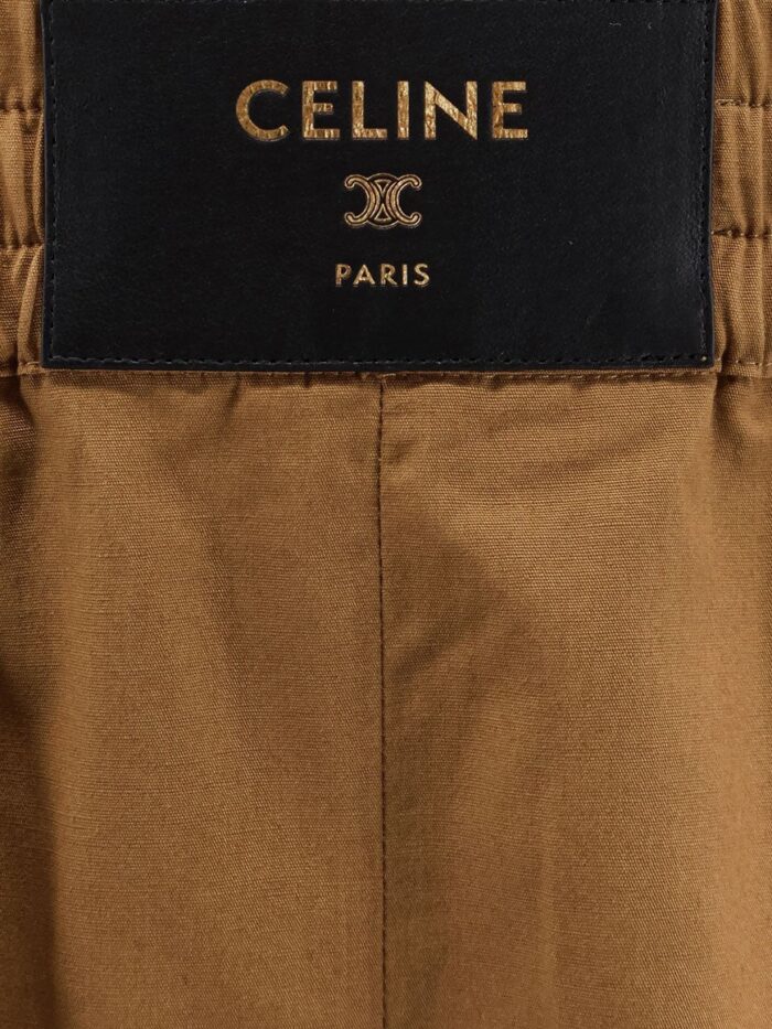Celine Cotton And Linen Shorts With Triomphe Patch