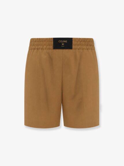 Celine Cotton And Linen Shorts With Triomphe Patch