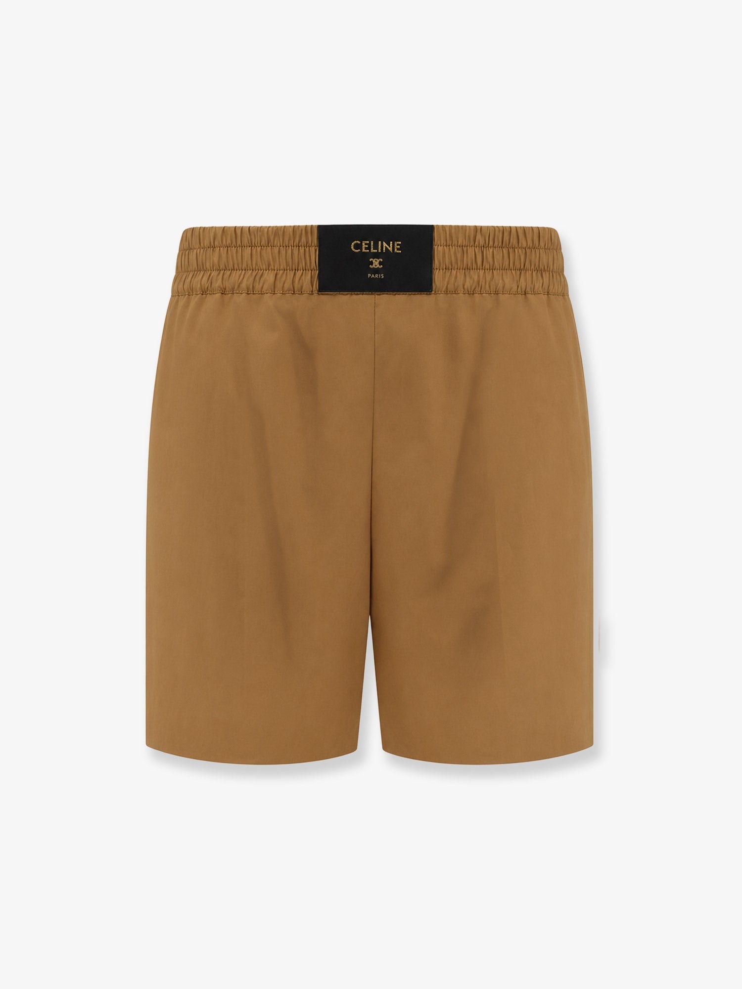 Celine Cotton And Linen Shorts With Triomphe Patch