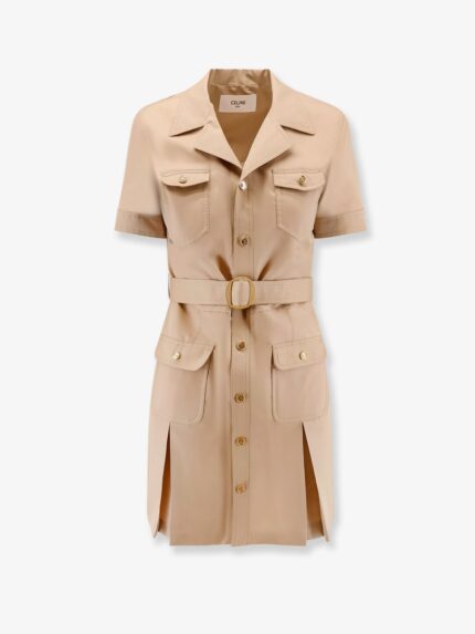 Celine Cotton And Silk Chemisier Dress With Belt