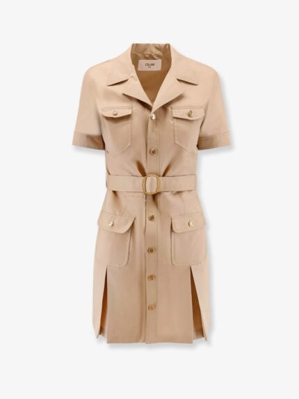 Celine Cotton And Silk Chemisier Dress With Belt