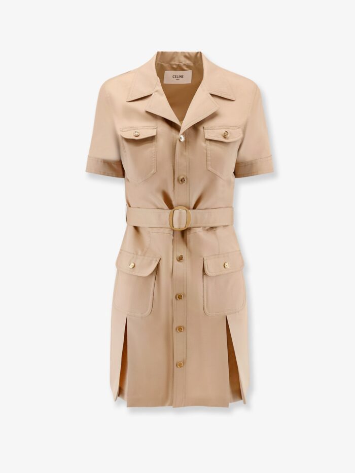 Celine Cotton And Silk Chemisier Dress With Belt