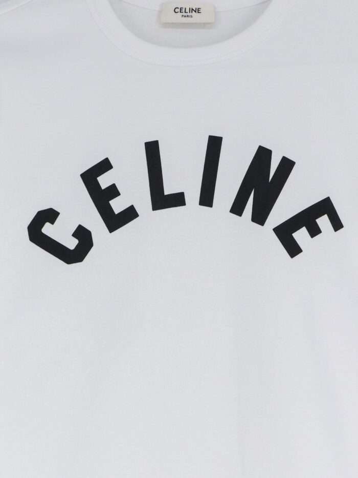 Celine Cotton Blend T-shirt With Front Logo Print