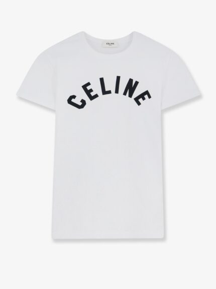 Celine Cotton Blend T-shirt With Front Logo Print