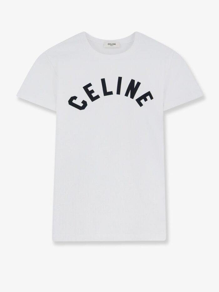 Celine Cotton Blend T-shirt With Front Logo Print