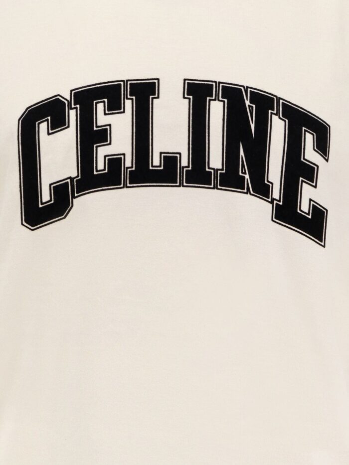 Celine Cotton Jersey T-shirt With Flocked Logo