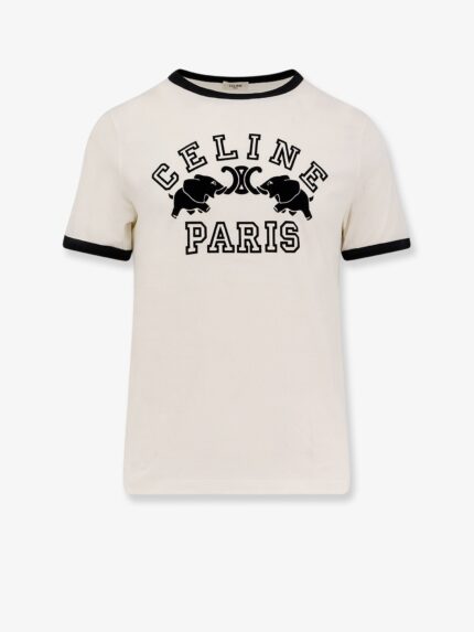 Celine Cotton Jersey T-shirt With Flocked Logo