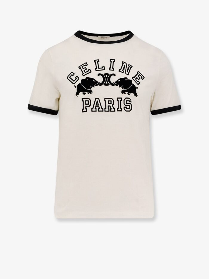 Celine Cotton Jersey T-shirt With Flocked Logo