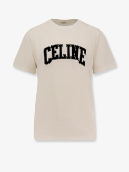 Celine Cotton Jersey T-shirt With Flocked Logo