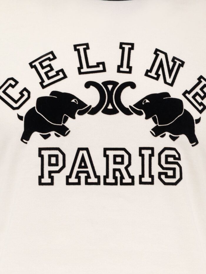 Celine Cotton Jersey T-shirt With Flocked Logo