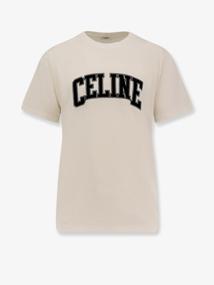 Celine Cotton Jersey T-shirt With Flocked Logo