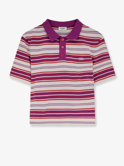 Celine Cotton Polo Shirt With Striped Pattern