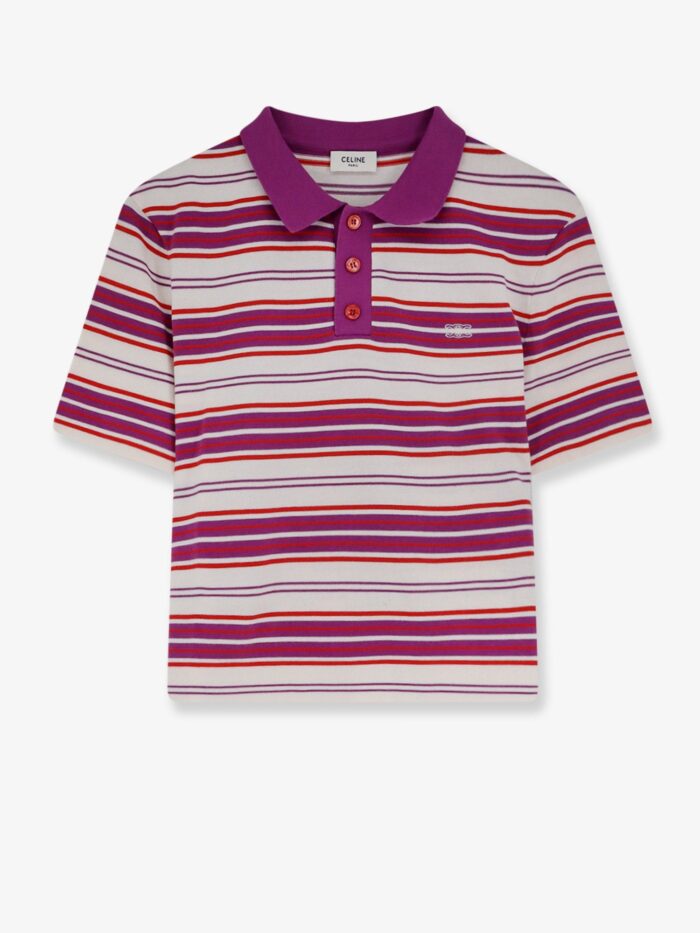 celine cotton polo shirt with striped pattern Celine Cotton Polo Shirt With Striped Pattern