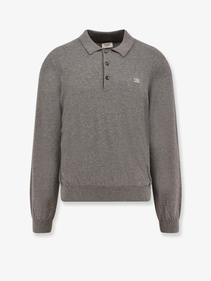 Celine Cotton Polo Shirt With Triomphe Detail
